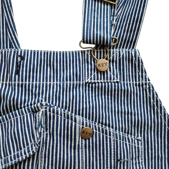 Key Imperial Overalls Men 44x34 Hickory Stripe Denim Bib Work Carpenter Railroad - Picture 4 of 8